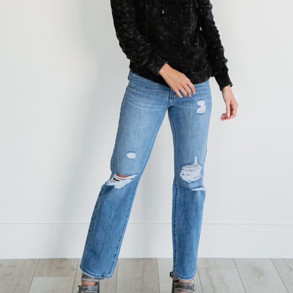 Kancan Now You're Talking Distressed Straight Leg Jeans - Picture 7 of 8